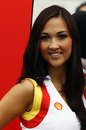 A grid girl in the paddock at Spa