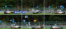 This combination images shows Lewis Hamilton crashing