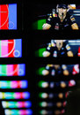 TV screens in the media centre during Thursday's press conference