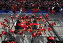 Ferrari practices pit stops in front of the Tifosi