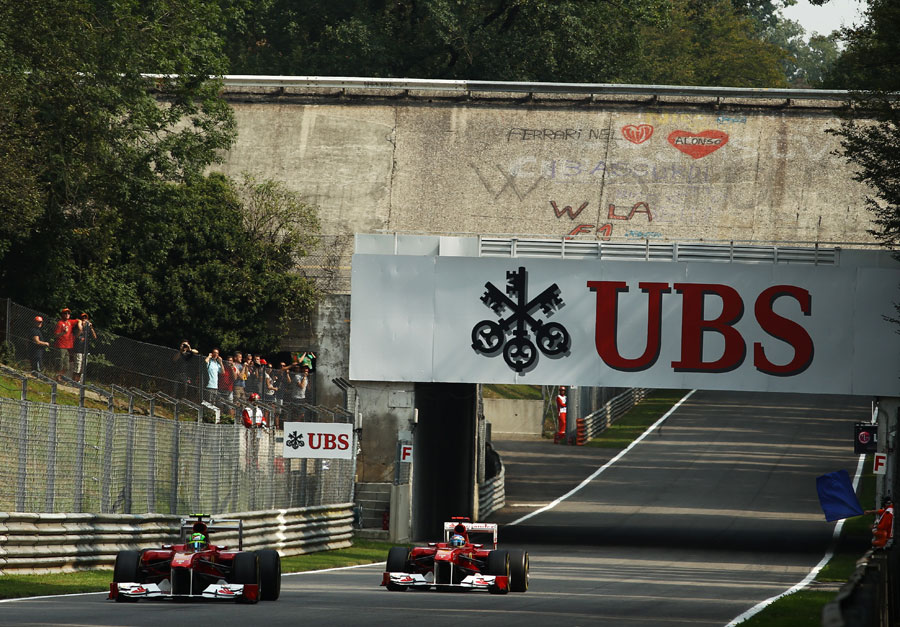 The Ferraris pass under the old banking