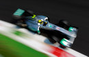 Nico Rosberg targets the apex of the Parabolica