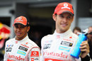 Jenson Button and Lewis Hamilton at the announcement of a new McLaren partnership