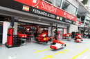 Ferrari bodywork outside the pit garages