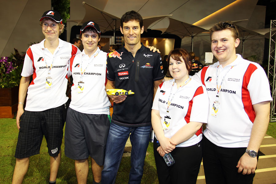 Mark Webber with the F1 in Schools winners
