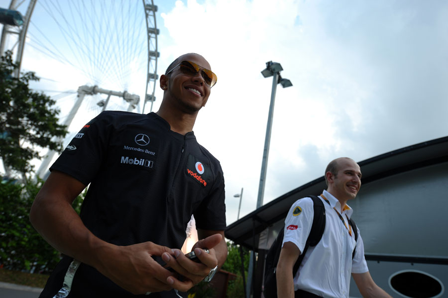 Lewis Hamilton in the paddock on Saturday