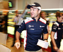 Rubens Barrichello at the centre of attention in the Williams hospitality
