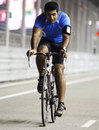 Karun Chandhok cycles the track on Thursday night