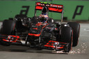 Sparks fly as Jenson Button attacks the turn 10 chicane