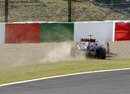 Sebastian Vettel's Red Bull on a collision course with the barriers