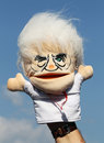 A Bernie Ecclestone hand puppet in the paddock