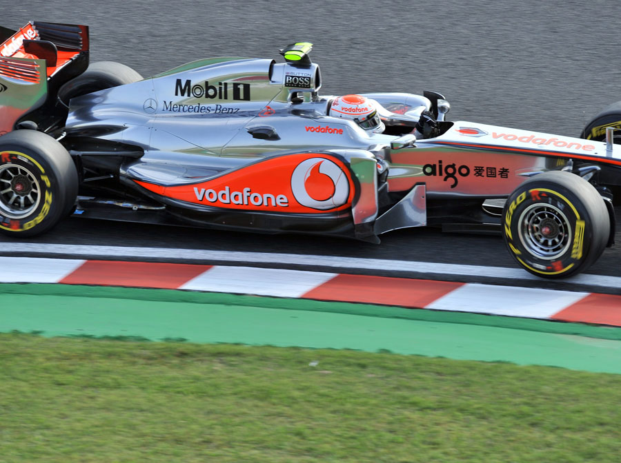 Jenson Button on his way to the fastest time of the day