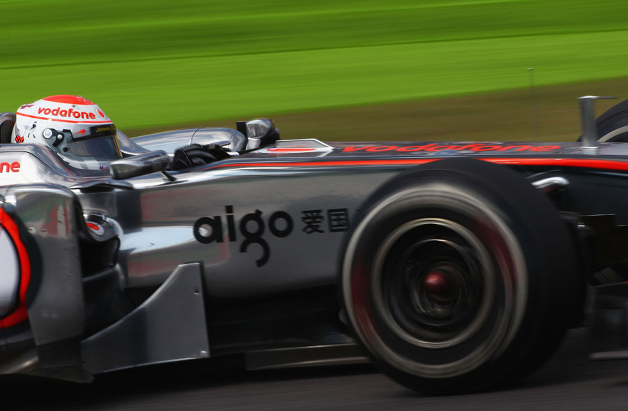 Jenson Button at speed in the McLaren
