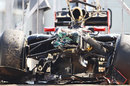 The remains of Bruno Senna's Renault after his FP3 shunt