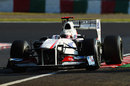Kamui Kobayashi on track on the medium tyres, Japanese Grand Prix, Suzuka, October 8, 2011