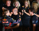 Sebastian Vettel celebrates his second world title with Adrian Newey