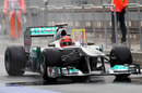 Michael Schumacher leaves the pit lane