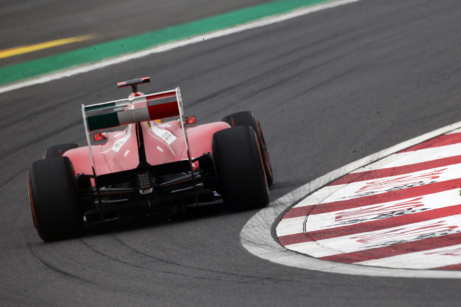 Fernando Alonso powers through the apex of the corner