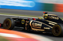 Bruno Senna launches his Renault across the kerbs