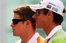 Force India team-mates Paul di Resta and Adrian Sutil