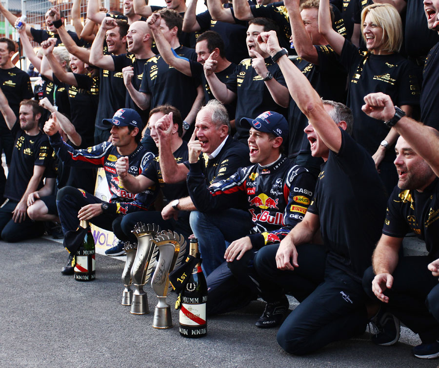 Red Bull celebrates after securing the constructors' championship
