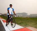 Karun Chandhok stops his bike on the Buddh circuit 