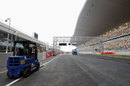 Work continues on the main straight at the Buddh circuit