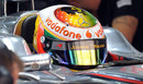 Lewis Hamilton sports a Bob Marley design on his helmet