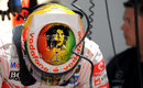 Lewis Hamilton sports a Bob Marley design on his helmet