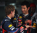 Mark Webber and Sebastian Vettel after qualifying