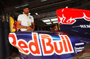 Indian spin bowler Harbhajan Singh in the Red Bull pits