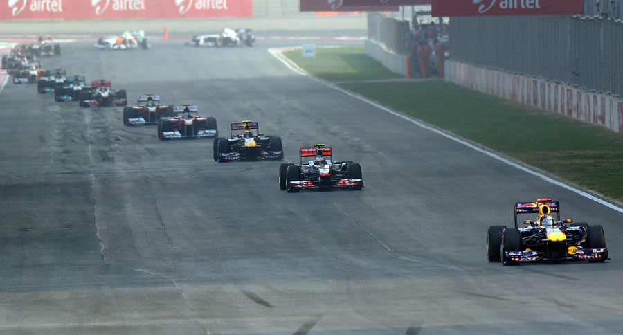 Sebastian Vettel leads the field