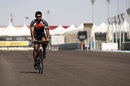 Karun Chandhok cycles the track on Thursday