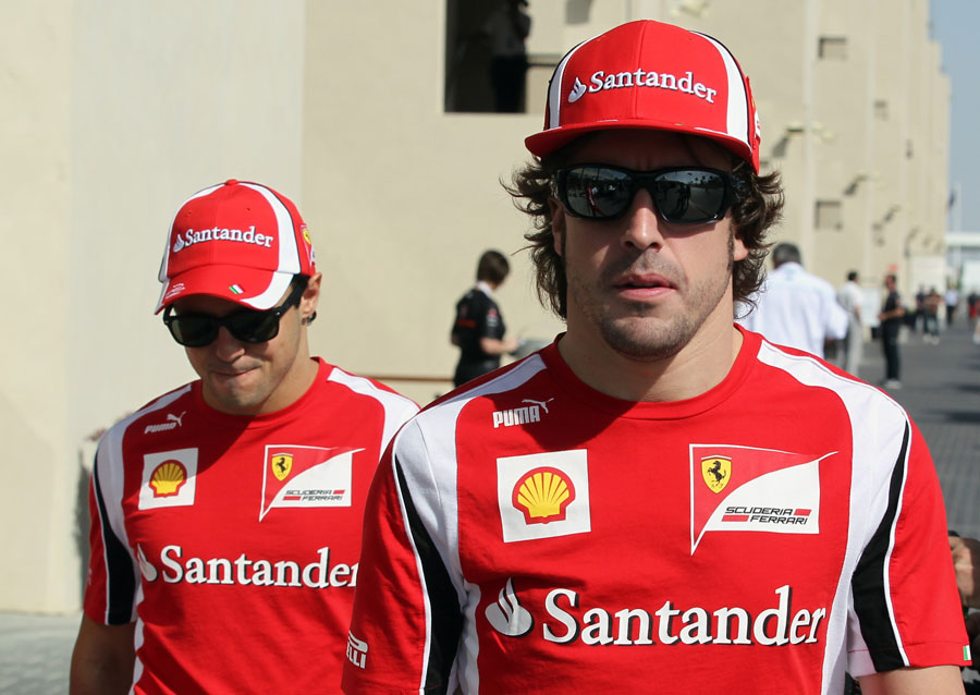 Fernando Alonso and Felipe Massa in the paddock on Thursday