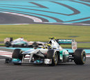 Nico Rosberg leads Michael Schumacher early in the race
