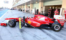 Jules Bianchi leaves the Ferrari garage with a sensor on the car