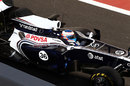 Valtteri Bottas exits the pits in the Williams