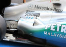 Mercedes upper-exiting exhaust layout on the W02