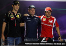 The Brazilian drivers pose ahead of the driver press conference