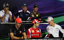 Drivers wait for the press conference to start
