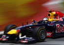 Sebastian Vettel at speed on soft tyres