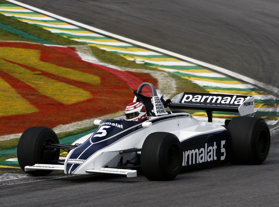Nelson Piquet drives his Brabham championship-winning 1981 Brabham BT49C on Sunday morning