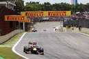Sebastian Vettel leading the race before his gearbox problem