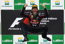Mark Webber celebrates his victory in his now customary style