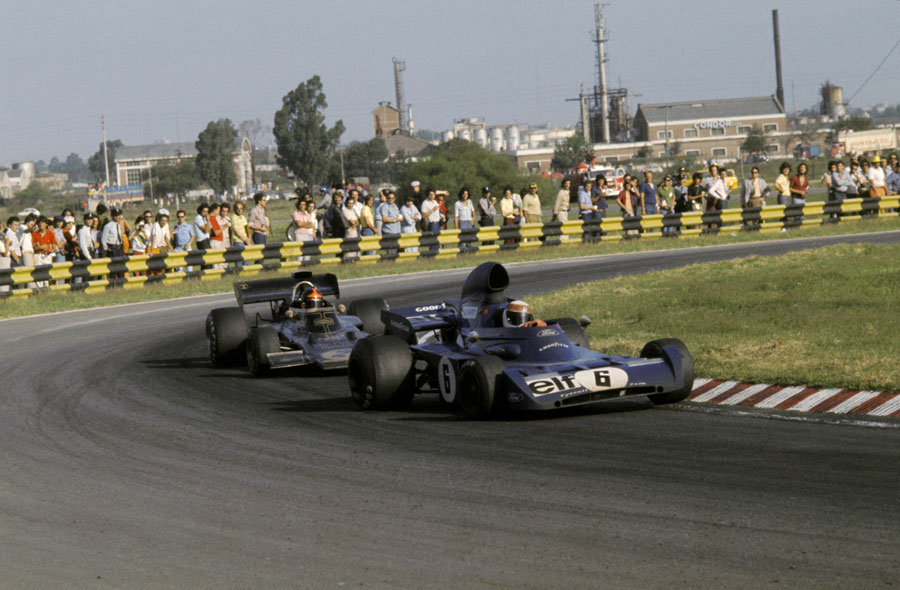 Jackie Stewart holds off Emerson Fittipaldi