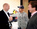 Sebastian Vettel chats with Adrian Newey and Christian Horner 