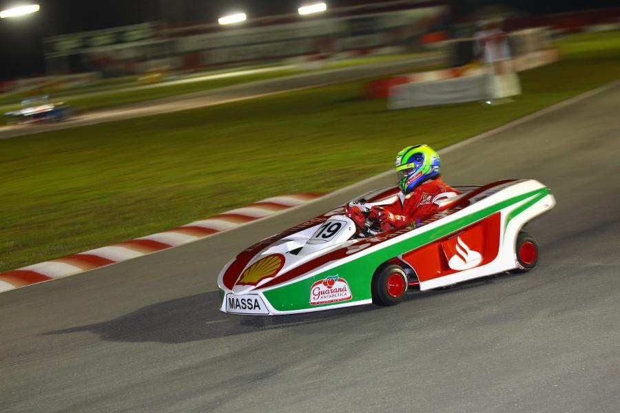 Felipe Massa on track at his charity karting event