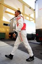 Lewis Hamilton heads back to the garage