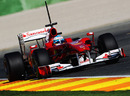 Fernando Alonso attacks the circuit in his Ferrari