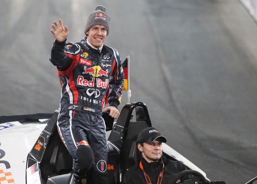 Sebastian Vettel salutes the crowd before the individual race